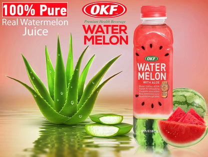 OKF Watermelon Aloe Vera Drink – Real Juice & Gel, 16.9 oz (6 Pack)