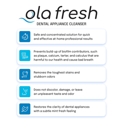 Ola Fresh Dental Appliance Cleanser - Mint Powder for Dentures & Retainers | 24 Packets