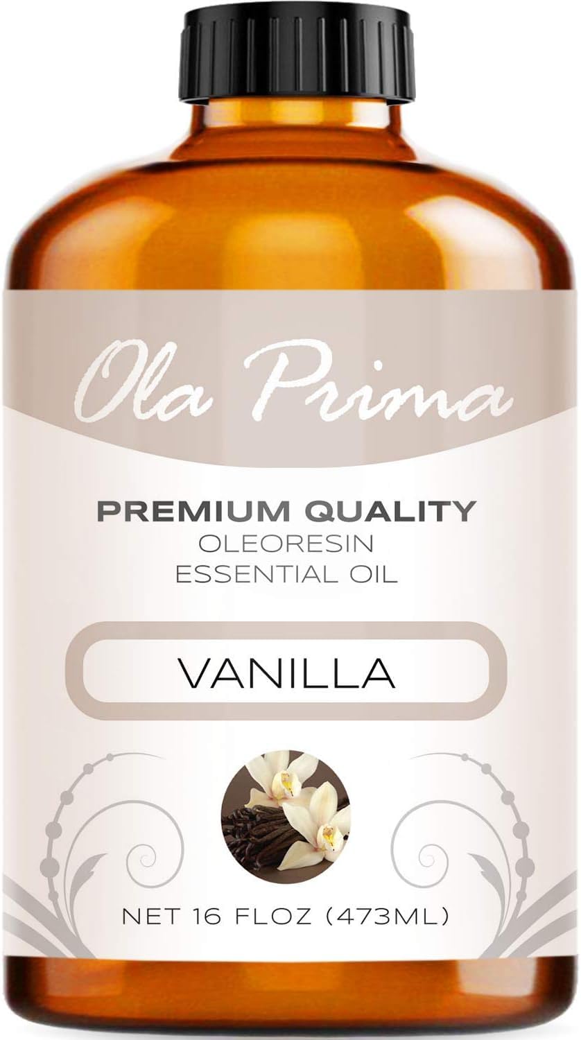 Ola Prima Vanilla Essential Oil 16oz – Therapeutic Grade Big Bottle for Aromatherapy, Diffusers & Candle Making, Vanilla Candle Scent