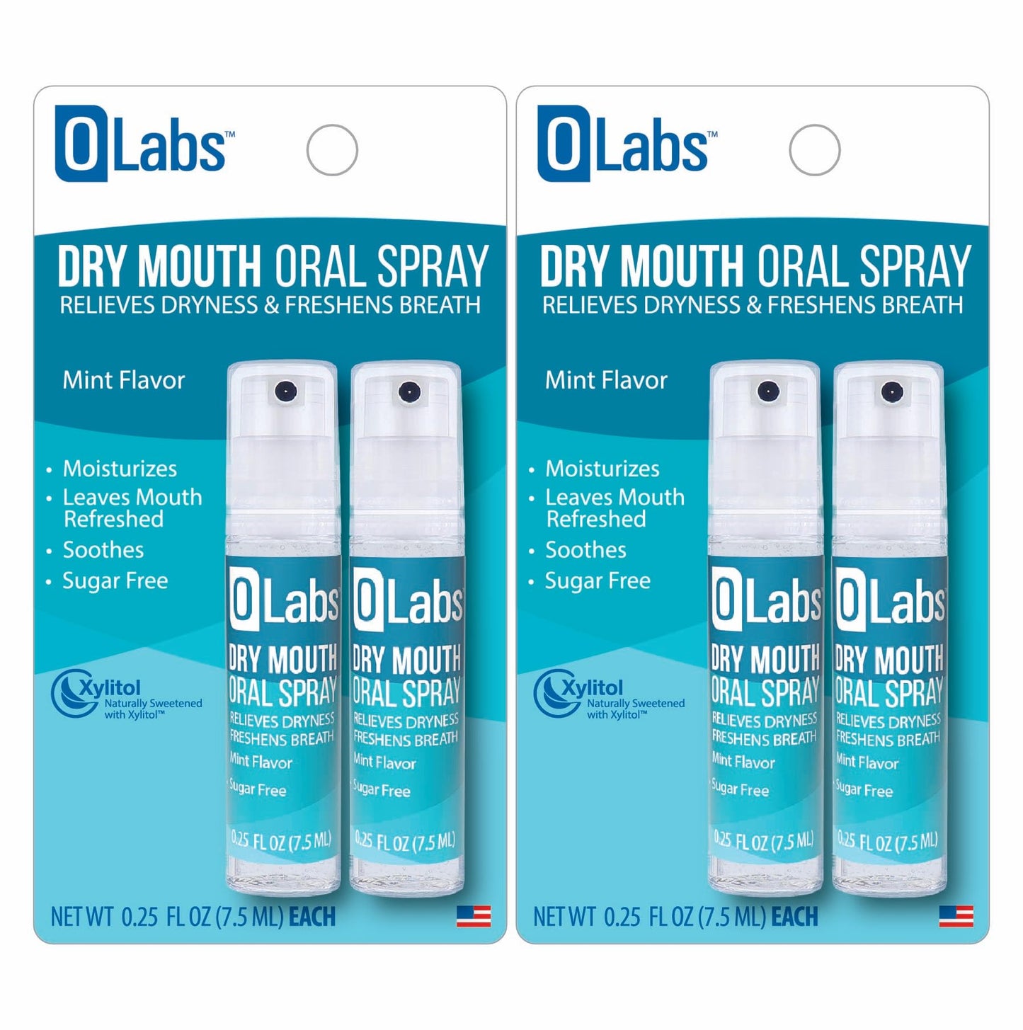Olabs Dry Mouth Spray – Sugar Free, Alcohol Free Mint with Xylitol, 2 Pack Travel Size