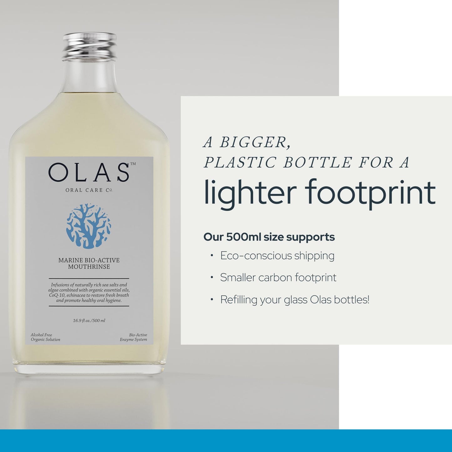 Olas Alcohol Free Mouthwash & Oral Rinse - Fluoride Free Marine Mouthwash 500 ml