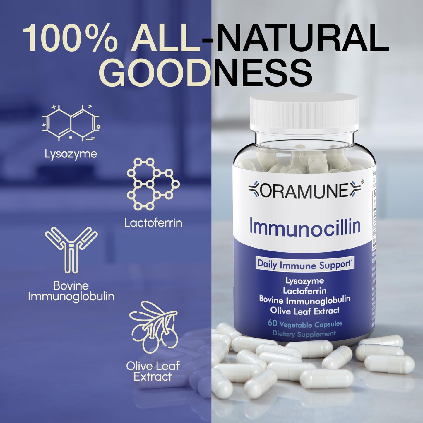 Oramune Support Supplement with Transfer Factor & Pure Colostrum – 60 Capsules