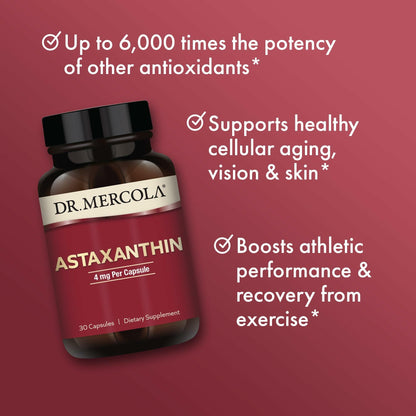 Dr. Mercola Organic Astaxanthin 4 mg – Antioxidant Support – 30 Servings
