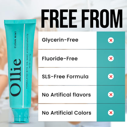 Ollie Clean Mint Nano Hydroxyapatite Toothpaste – 4oz, 10% HA