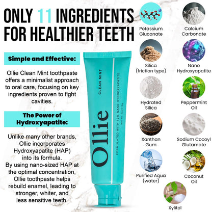 Ollie Clean Mint Nano Hydroxyapatite Toothpaste – 4oz, 10% HA