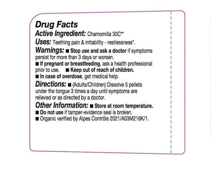 OLLOIS Chamomilla 30c Organic Lactose-Free Homeopathic Medicine – 80 Pellets