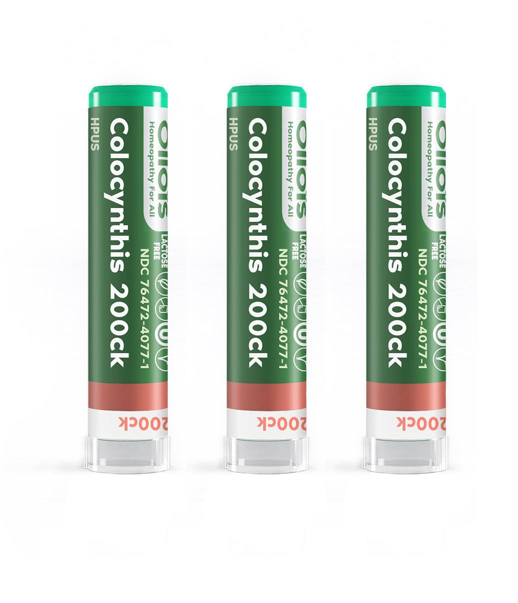 OLLOIS Colocynthis 200ck Organic Homeopathic Medicine – 80 Pellets Pack of 3 (Vegan, Lactose-Free)