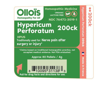 OLLOIS Hypericum Perforatum 200ck Organic, Lactose-Free, Kosher Homeopathic Medicine – 80 Pellets (Pack of 3)