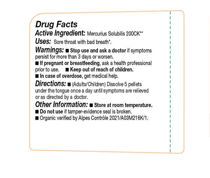 OLLOIS Mercurius Solubilis 200ck – Organic, Lactose-Free, Vegan (80 Pellets, Pack of 1)