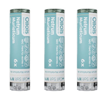OLLOIS Natrum Muriaticum 6X – Cell Salt #9, Organic & Vegan Homeopathic Medicine, Pack of 3 (≈80 Pellets per pack)