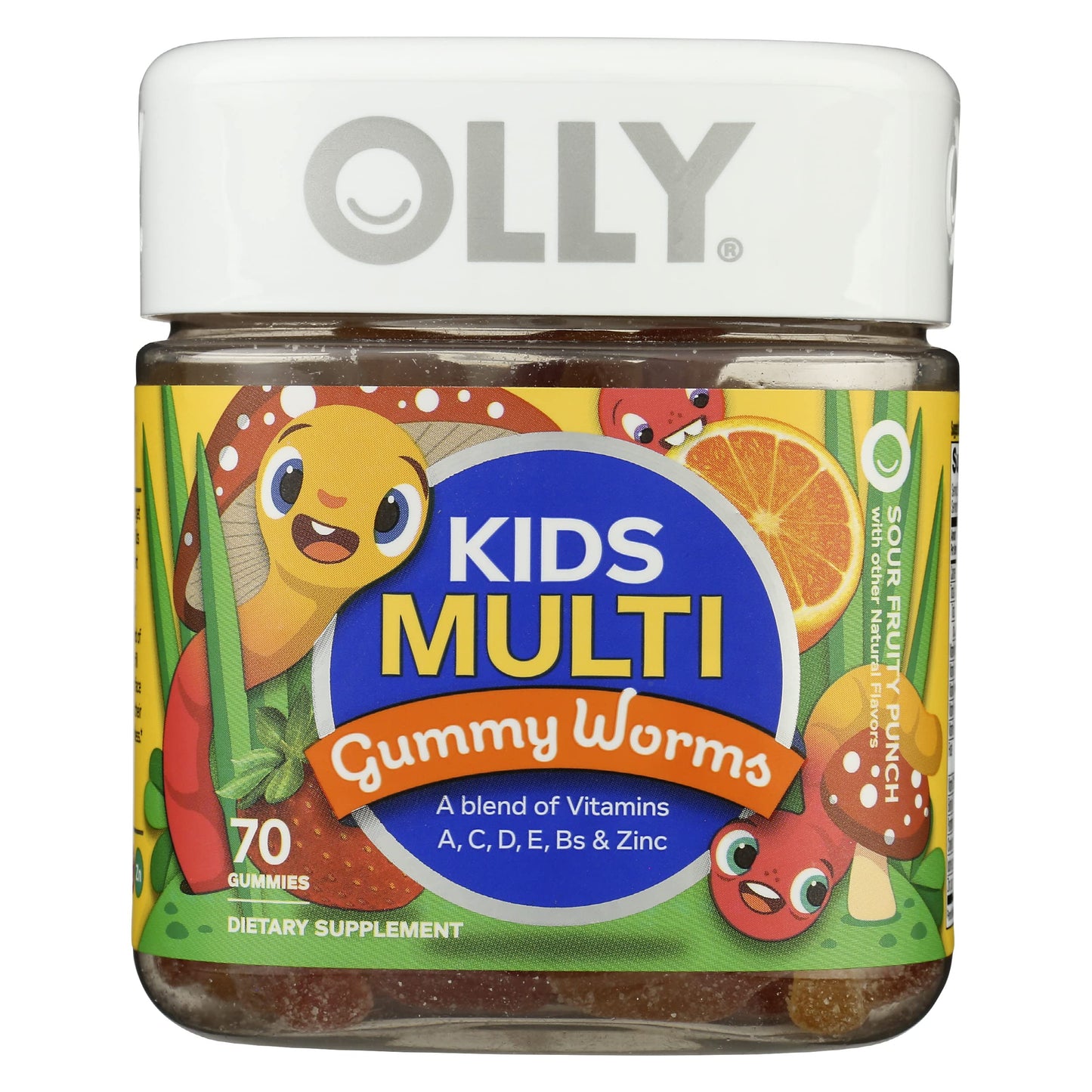 OLLY Kids Multivitamin Sour Fruit Punch Gummy Worms – 70 Count