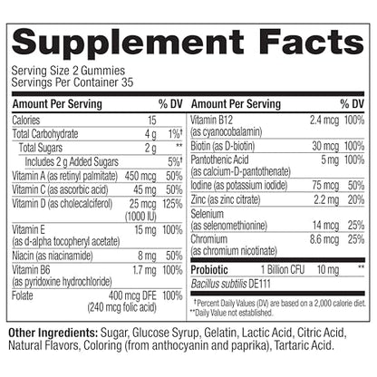 OLLY Multi + Probiotic Gummy – 1B CFUs, Immune & Digestive Support, Tropical Twist, 70 Count