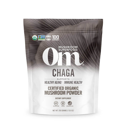 OM MUSHROOM SUPERFOOD Chaga Powder – 7.05 oz, 100 Servings, Organic