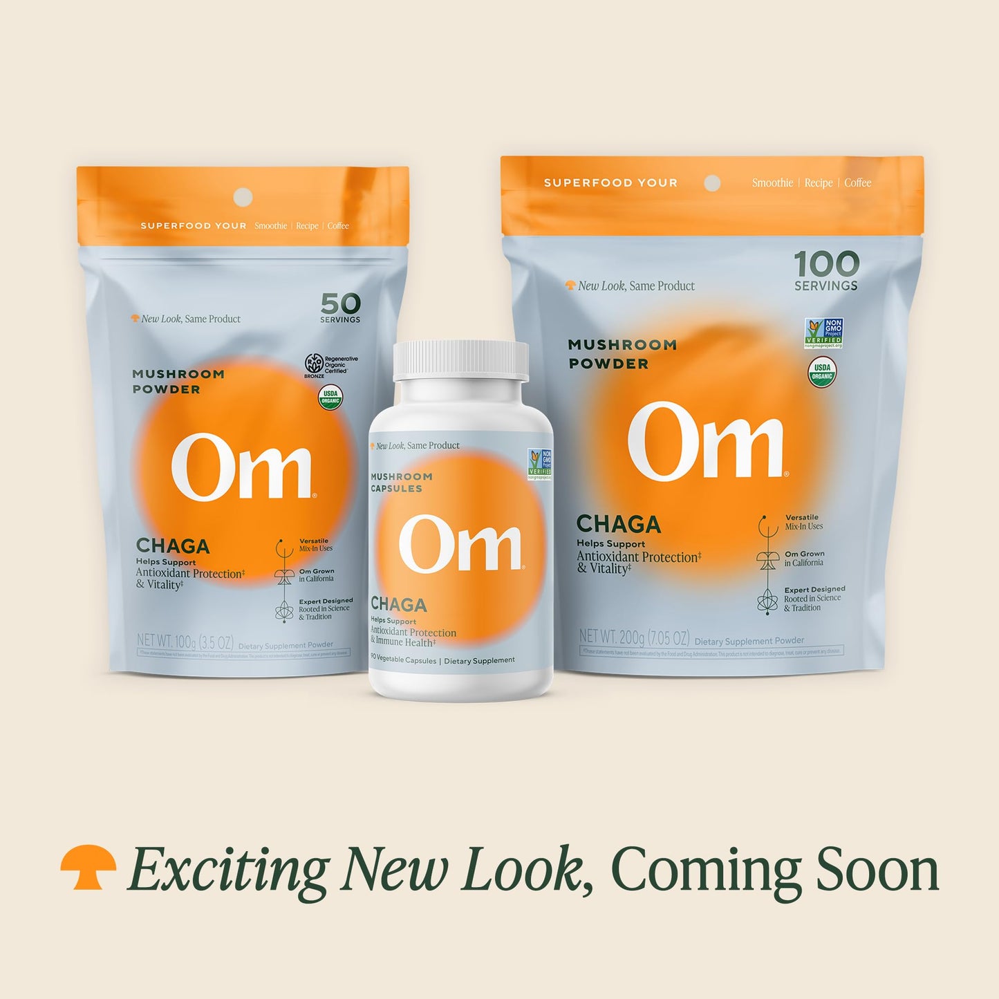 OM MUSHROOM SUPERFOOD Chaga Powder – 7.05 oz, 100 Servings, Organic