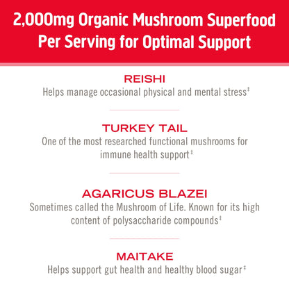 OM Mushroom Superfood Immune Blend Powder – 7.05 oz (100 Servings) Reishi & Turkey Tail