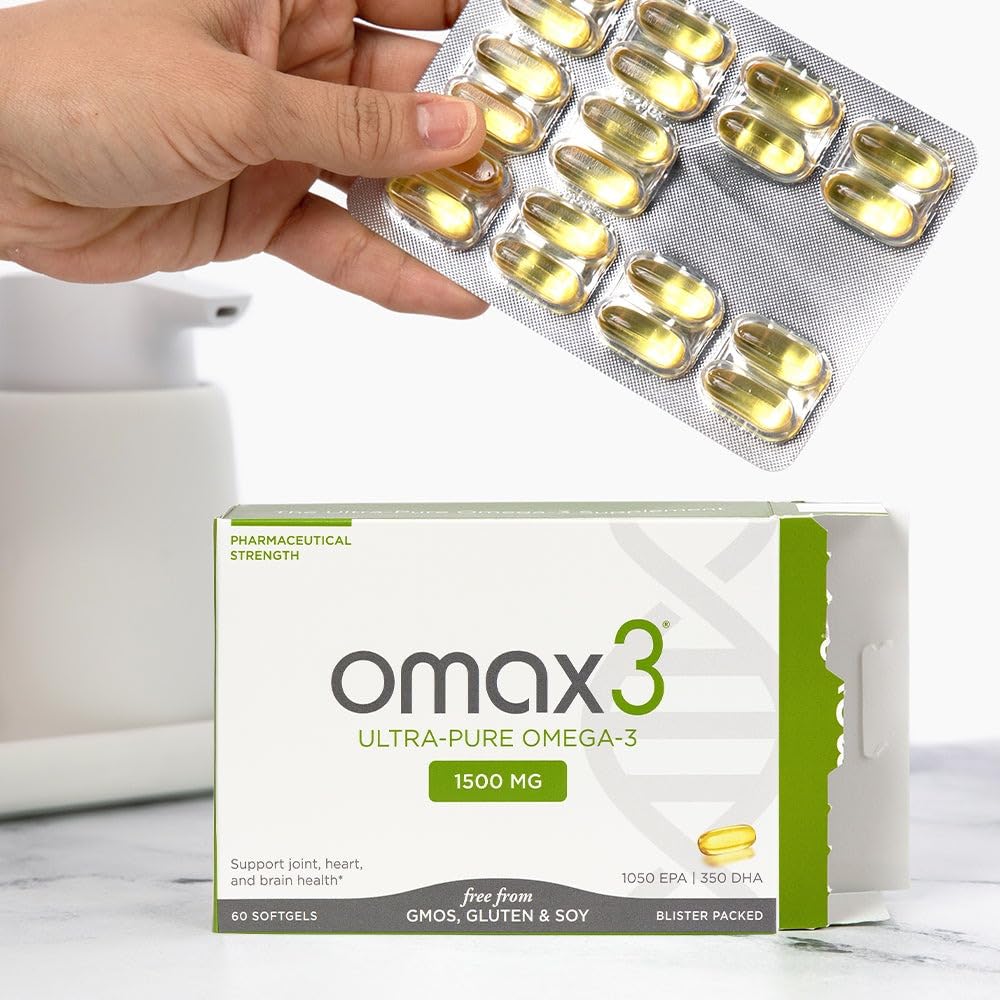 OMAX3 Ultra-Pure Omega-3 1500 mg EPA/DHA – Wild-Caught, Gluten-Free, Non-GMO, 30-Day Supply