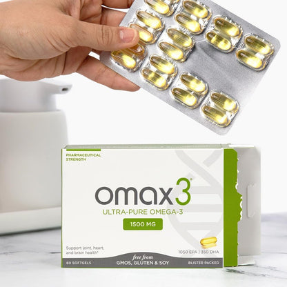 OMAX3 Ultra-Pure Omega-3 1500 mg EPA/DHA – Wild-Caught, Gluten-Free, Non-GMO, 30-Day Supply