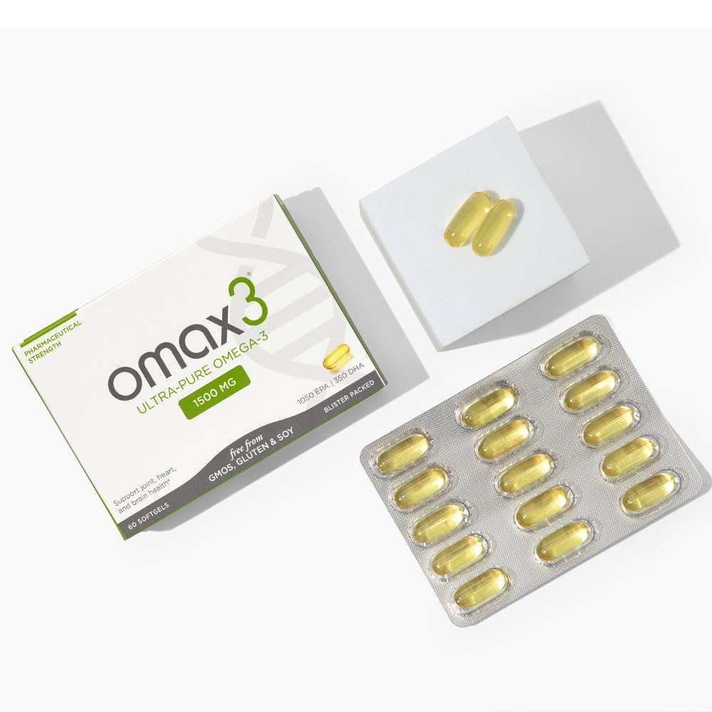 OMAX3 Ultra-Pure Omega-3 1500 mg EPA/DHA – Wild-Caught, Gluten-Free, Non-GMO, 30-Day Supply
