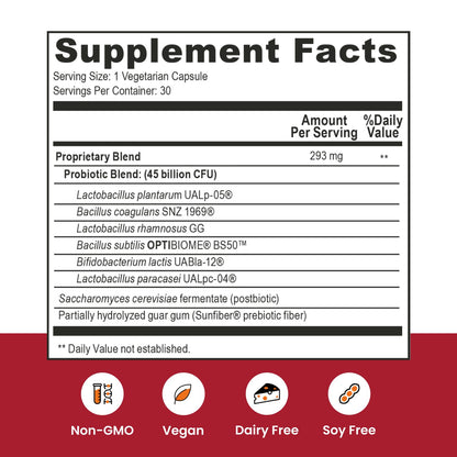 Ombre 3-in-1 Probiotic, Prebiotic and Postbiotic - 45B CFU | 30 Day Supply