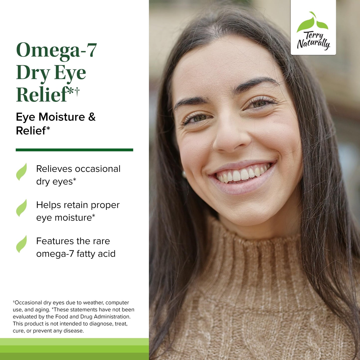 Terry Naturally Omega-7 Dry Eye Relief | Buckthorn Seed Oil Softgels, 60 Count