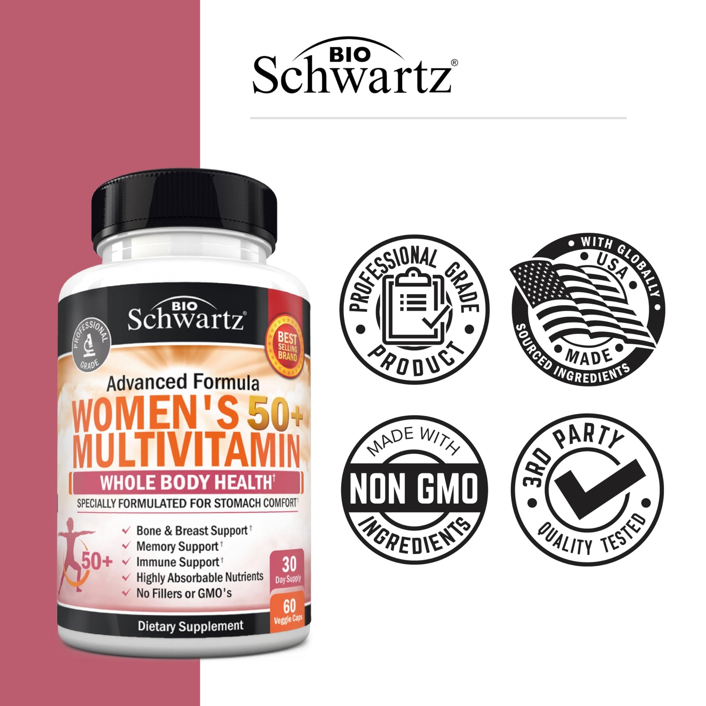 Daily Multivitamin for Women 50+ – Memory Support & Immune Health | 60 Capsules