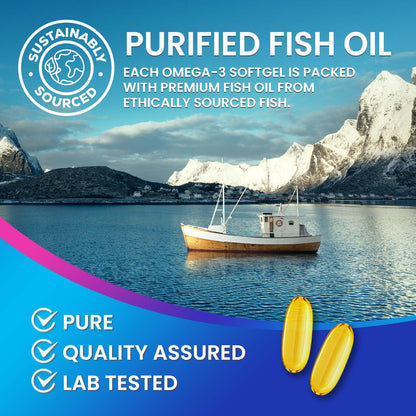 Omega-3 Fish Oil 2400 mg – Triple Strength EPA & DHA Softgels, Sustainably Sourced, 60 Softgels