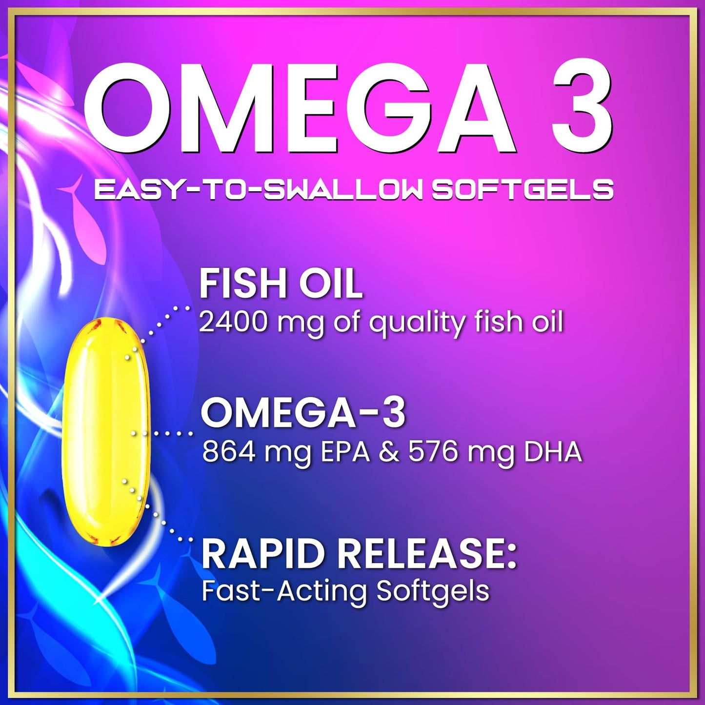 Omega-3 Fish Oil Supplements 2400mg - Triple Strength EPA & DHA | Wild-Caught, 120 Softgels