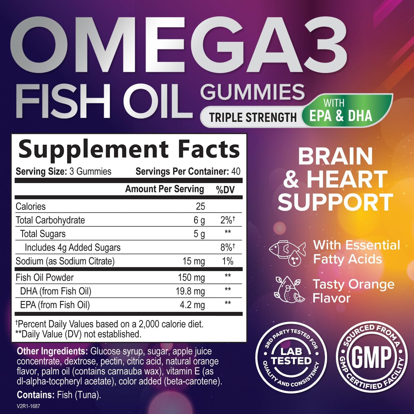 Omega-3 Fish Oil Gummies: DHA & EPA for Heart & Brain (120 Gummies)