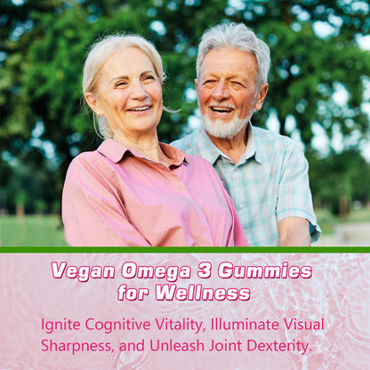 Algae Omega-3 Gummies (DHA & EPA) – Vegan, Sugar-Free, Strawberry, 60 Count