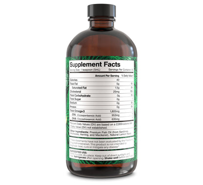 Premium Omega-3 Fish Oil Liquid - 1805mg EPA & DHA per Serving