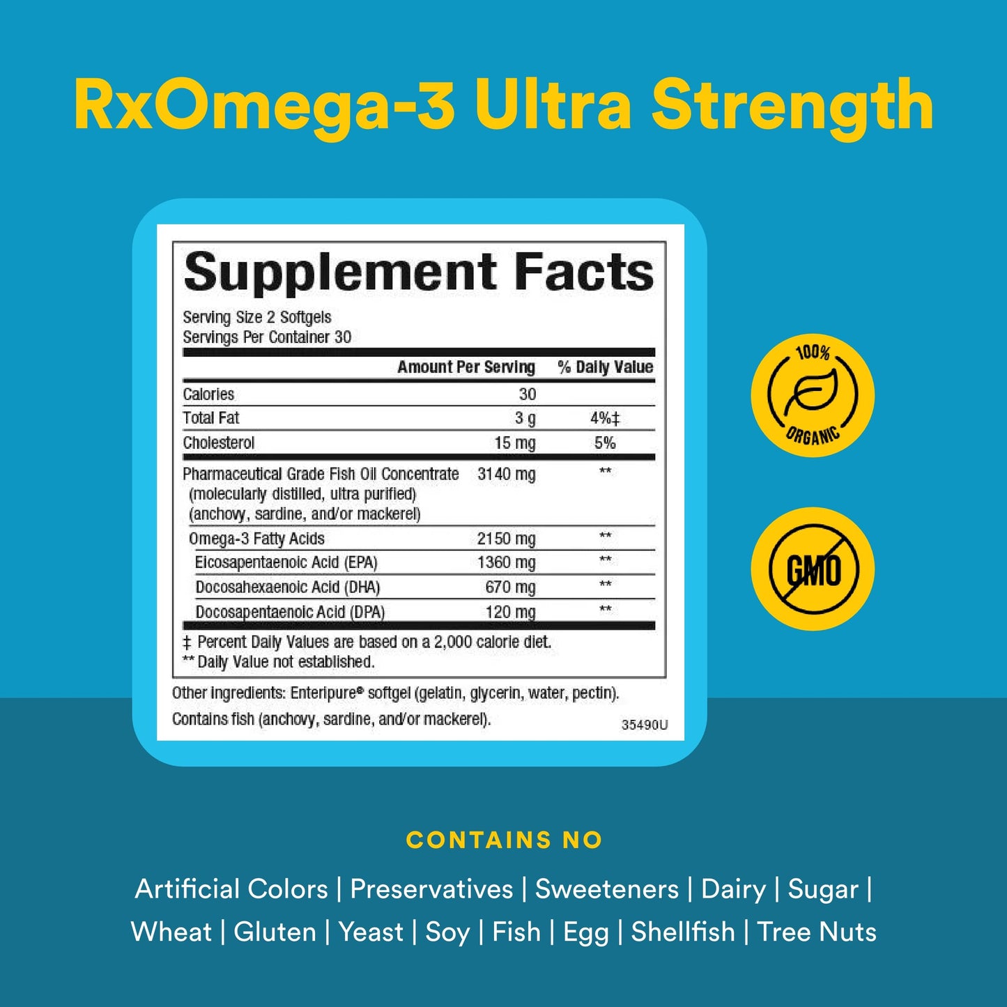 Natural Factors RxOmega-3 Ultra Strength 2150 mg – EPA & DHA Omega-3 for Heart, Brain & Eye Health (150 Softgels)