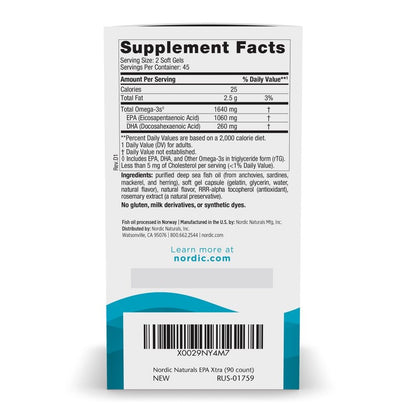 Nordic Naturals EPA Xtra Lemon – High-Intensity EPA 1640 mg | 90 Soft Gels