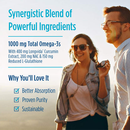 Nordic Naturals Omega Curcumin Lemon | 60 Soft Gels, 1200 mg Omega-3 + 400 mg Curcumin | Non-GMO