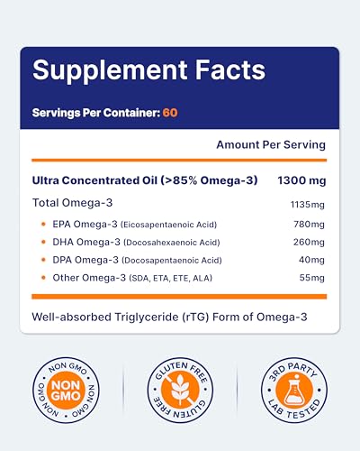 OmegaVia Ultra Concentrated Omega-3 Fish Oil Burpless — 60 Softgels, Triple Strength