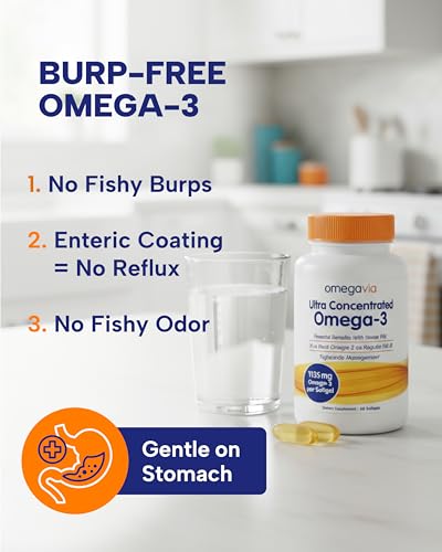 OmegaVia Ultra Concentrated Omega-3 Fish Oil Burpless — 60 Softgels, Triple Strength