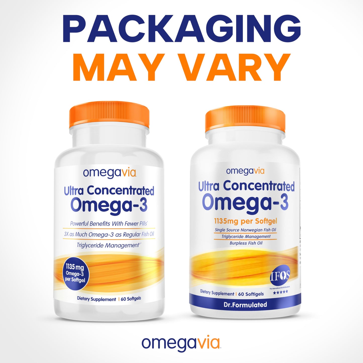 OmegaVia Ultra Concentrated Omega-3 Fish Oil Burpless — 60 Softgels, Triple Strength