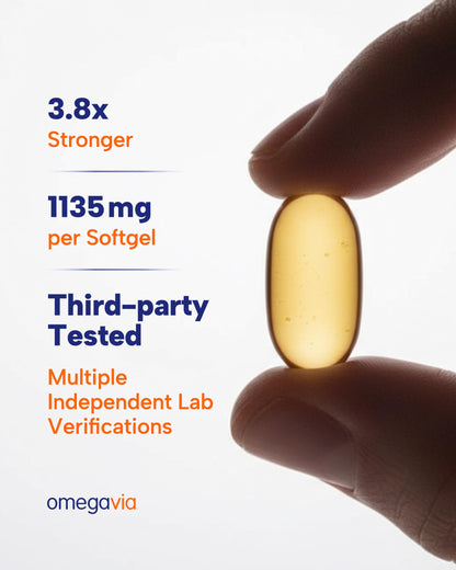 OmegaVia Ultra Concentrated Omega-3 Fish Oil Burpless — 60 Softgels, Triple Strength