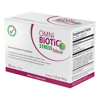OMNi BiOTiC Stress Release – Probiotic for Stress & Gut-Brain Support (Vegan, Non-GMO, 28 Packets)