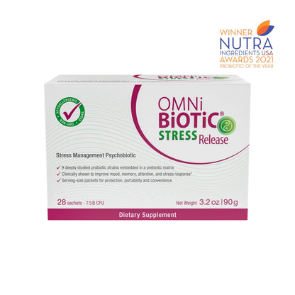 OMNi BiOTiC Stress Release – Probiotic for Stress & Gut-Brain Support (Vegan, Non-GMO, 28 Packets)