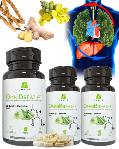 OmniBreathe Lung Cleanse Detox | Respiratory Wellness for Smokers (Pack of 3)