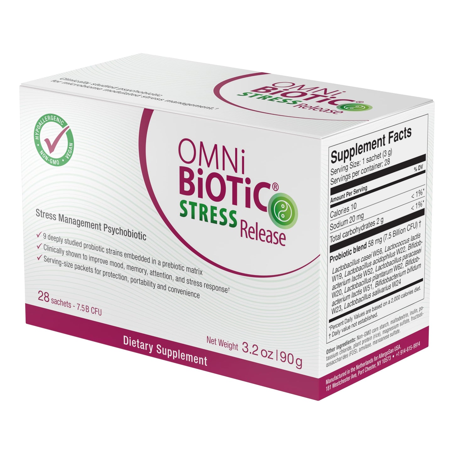 OMNi BiOTiC Stress Release – Probiotic for Stress & Gut-Brain Support (Vegan, Non-GMO, 28 Packets)
