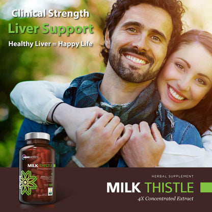OmniBiotics Organic Milk Thistle 1500mg | 4X Concentrated Extract | 120 Vegan Capsules