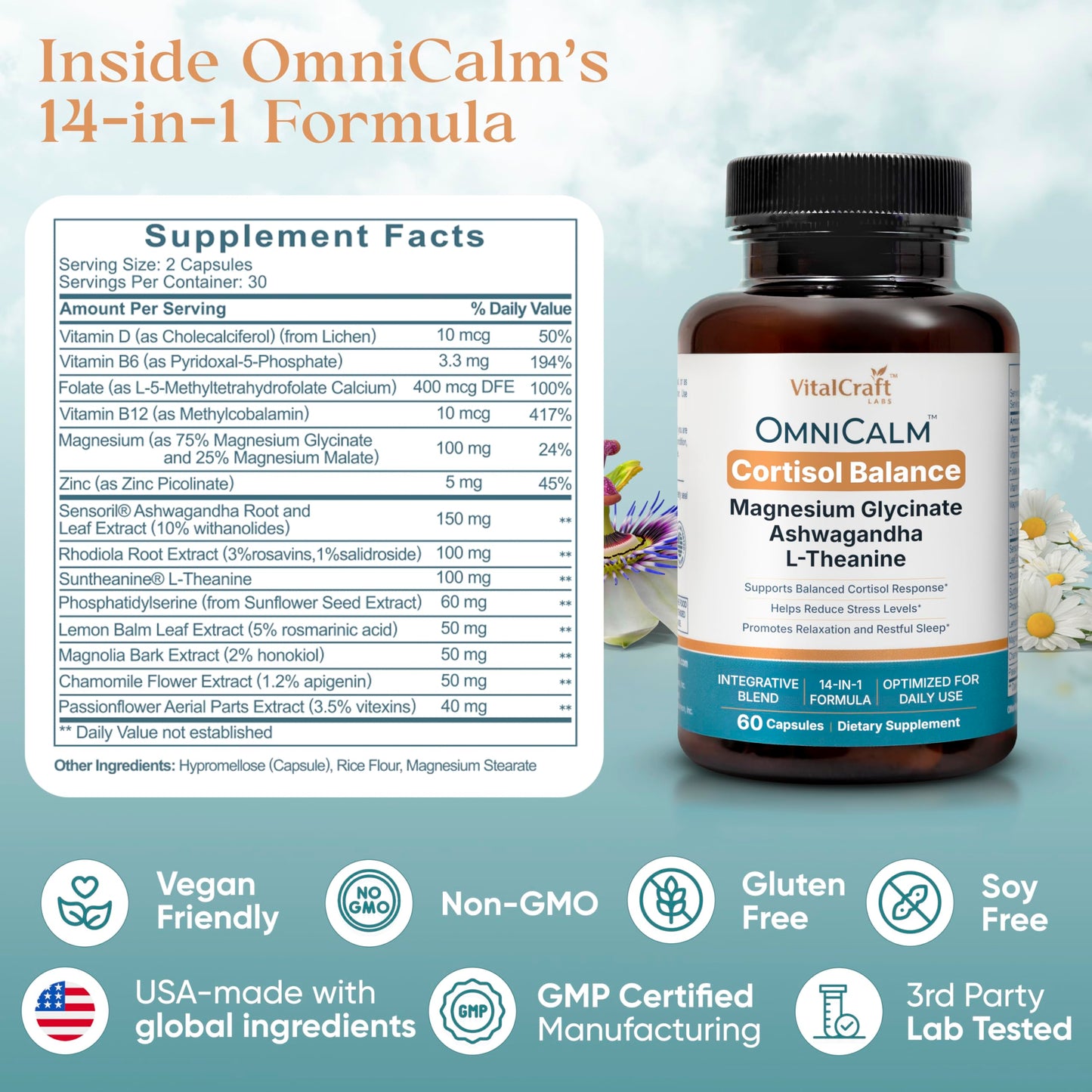 OmniCalm Cortisol Supplements for Women & Men | Stress Relief & Sleep Support – USA