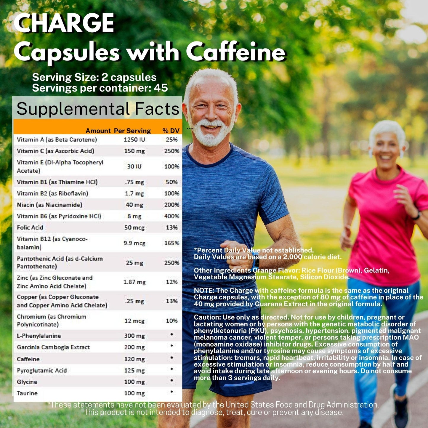 Charge Capsules with Caffeine Dietary Supplement - 90 Capsules | Omnitrition