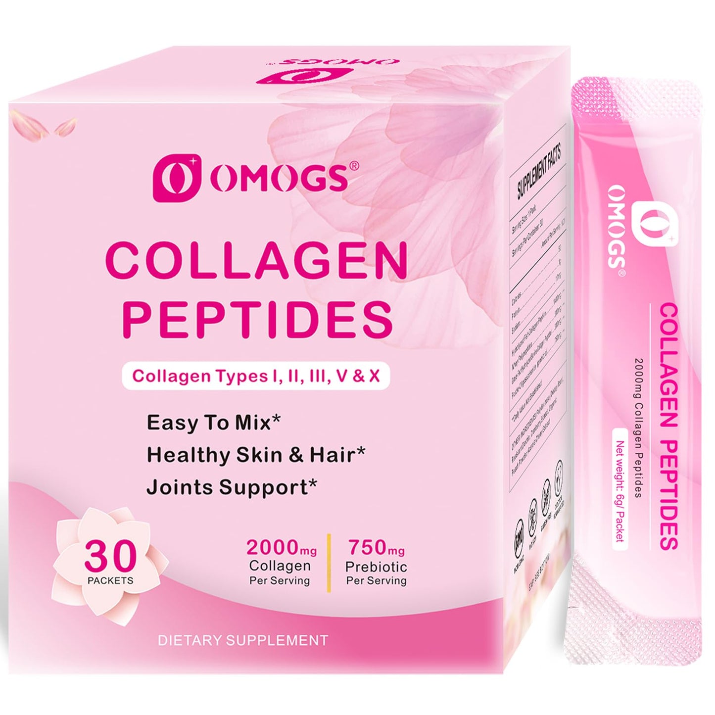 OMOGS Collagen Peptides Powder with Prebiotics & Cranberry – Hair, Skin & Digestion