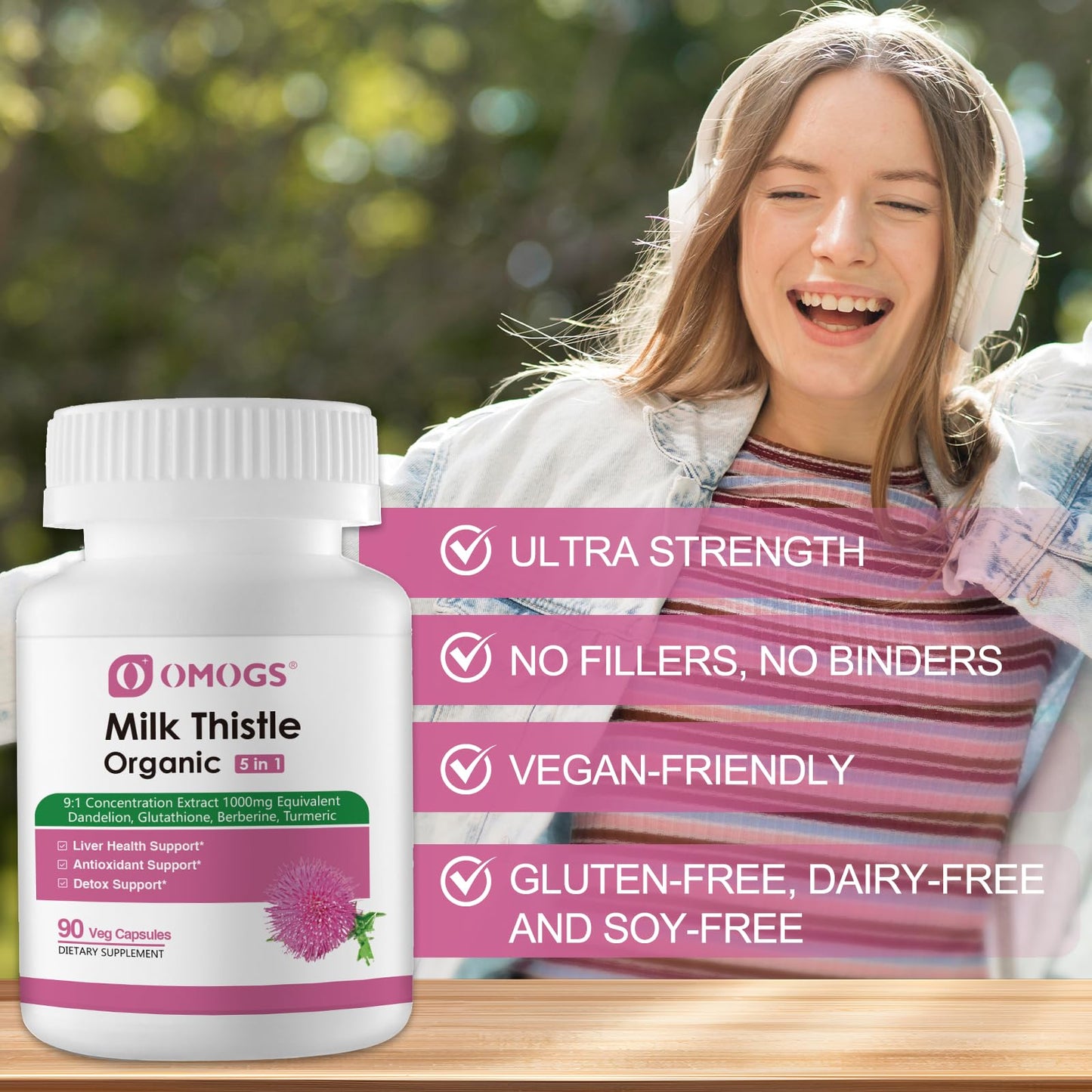 OMOGS Organic Milk Thistle Liver Support - 90 Capsules | Detox and Repair