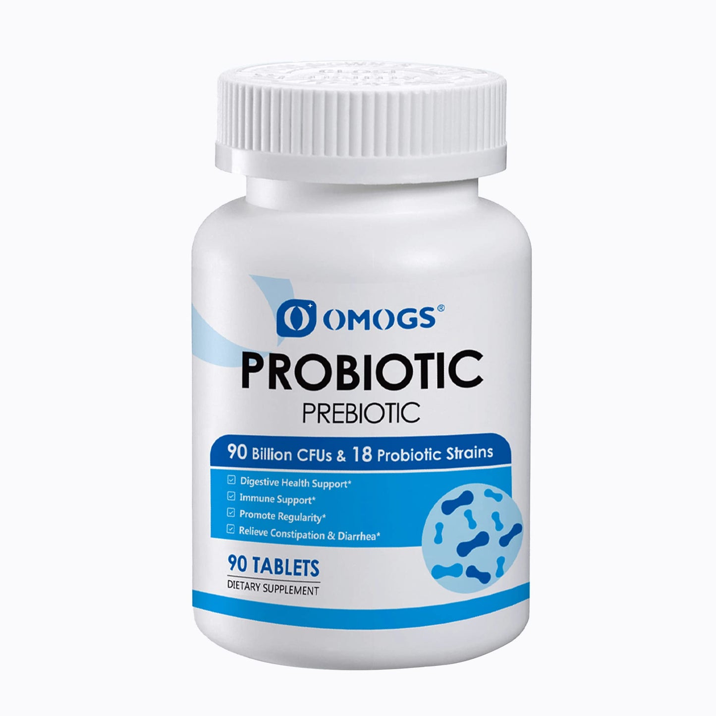 OMOGS Probiotics 90B CFUs – 18 Strains, 3 Organic Prebiotics & Vitamin C | 90 Tablets