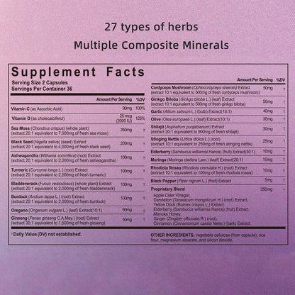 5Loaf2Fish Organic Sea Moss Capsules – 27-in-1 Nano-Encapsulated, 72 Veggie Capsules