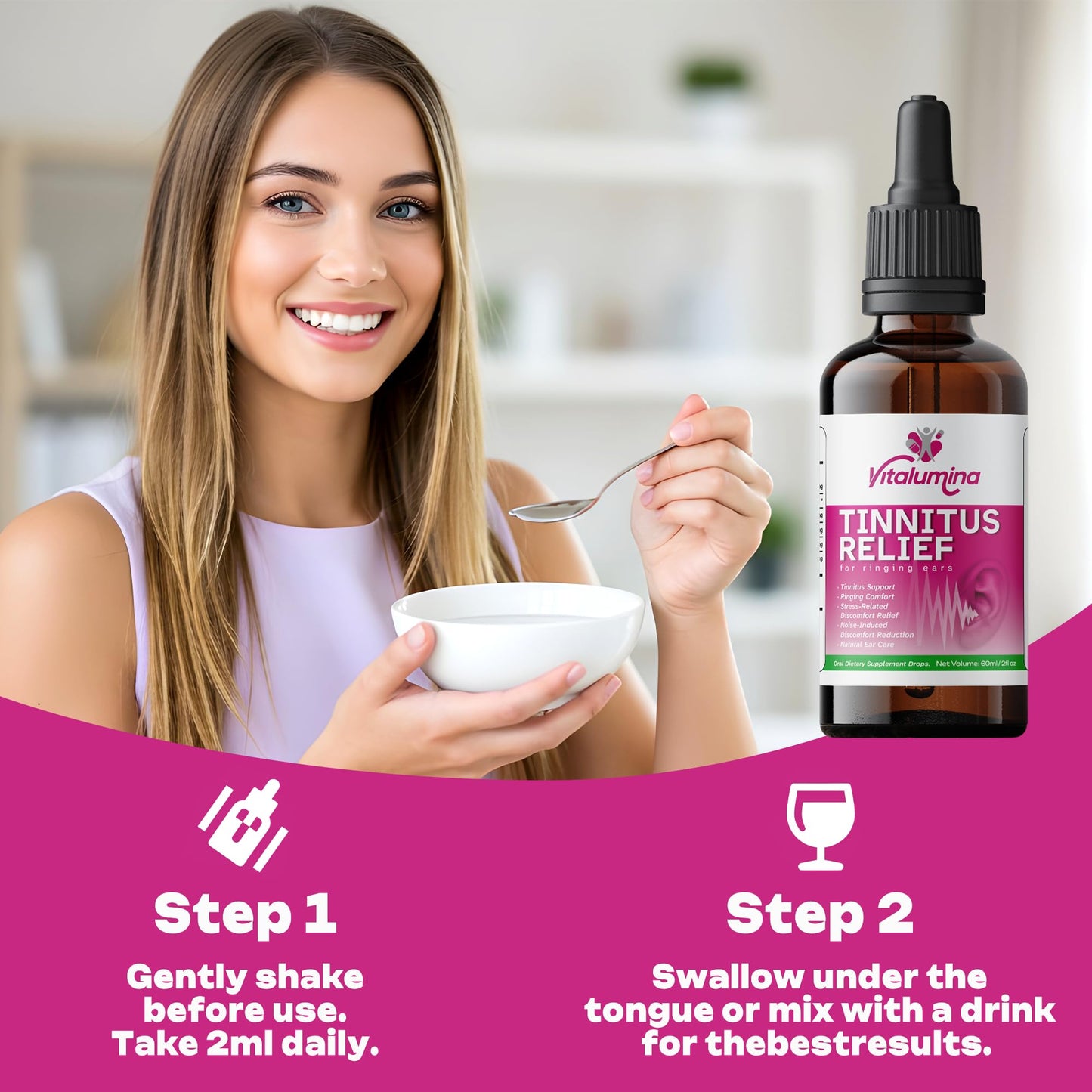 Tinnitus Relief Drops To Drink – Natural Tinnitus Relief for Ringing Ears (60ml)