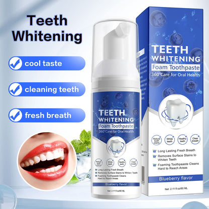 2PCS Foam Toothpaste – Whitening Baking Soda, Blueberry & Mint